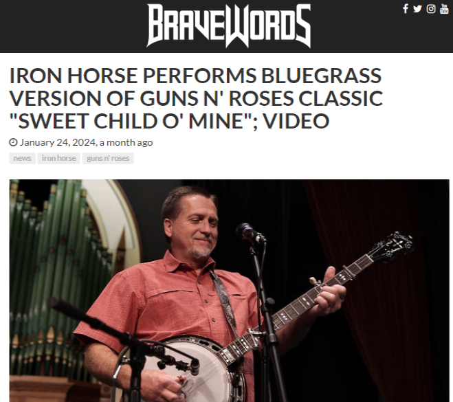 Great review on BraveWords.com about the Pickin' On Series, and Iron Horses new music video.
