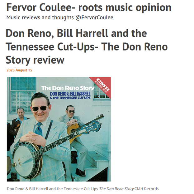 Fervor Coulee Music Reviews: The Don Reno Story